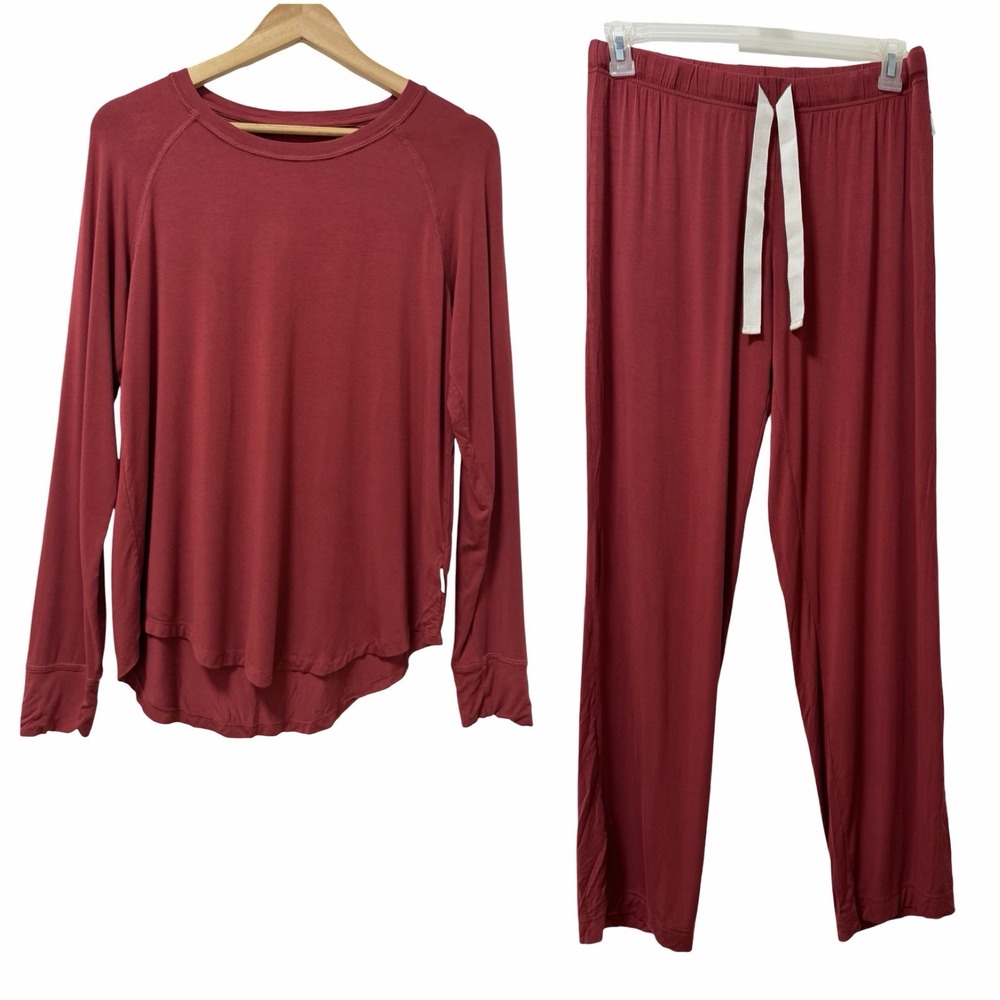 Boody Womens Bamboo Viscose Pajama Sleep Top & Pants Set Size M Red Lounge Cozy